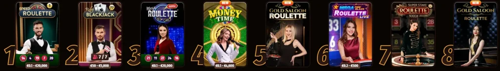WestAce Casino live table games with roulette, blackjack and game show titles